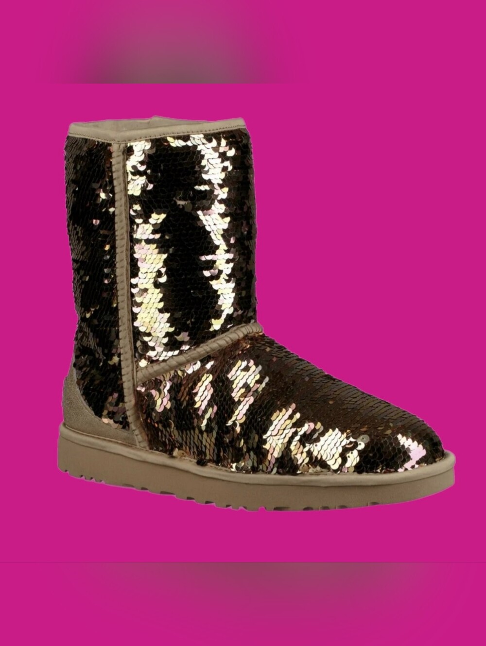 UGG Classic Short Gold Sequin Boots | Size 8 | EUC